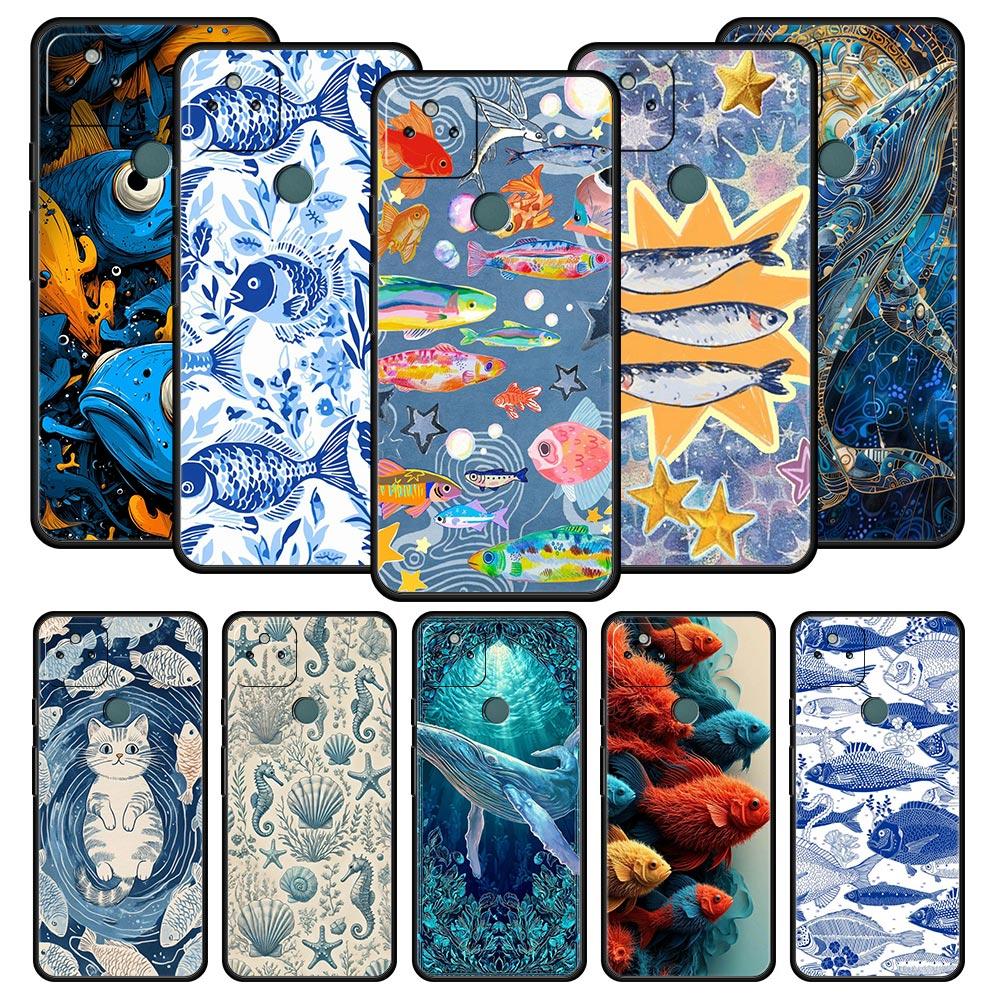 Blue Ocean Fish Phone Case Cover for Google Pixel 10 9 8 7 6 9A 8A 7A 6A Pro Shockproof Soft TPU 10 Pro XL Shell Fundas Capa Bag
