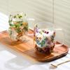 Double-Wall Dried Flower Glass Mug with Handle 350ml Borosilicate Glass Coffee Cup for Hot Cold Drinks Heat-Resistant Clear Unique