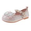 Pink girls princess shoes spring and autumn crystal shoes children's shoes white new dress single shoes girls small leather shoes