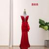 European and American New Sexy Tube Top Three-dimensional Flower Slim Hip Bow Party Dinner Long Dress