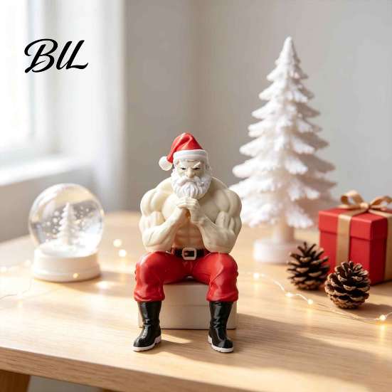 Santa Claus Muscle Figures Strong Muscles Ornament, Lines And Beard Decor, 3D Printed Funny Holiday Party Decorations Christmas Decoration,