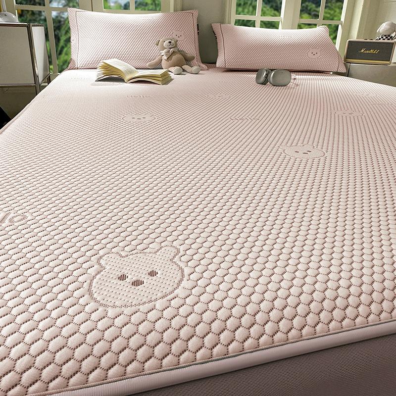 3Pcs Waterproof Fit Sheet Solid Color Mattress Cover With Elastic Band Bedsheet Double Queen King Size Fitted Sheet