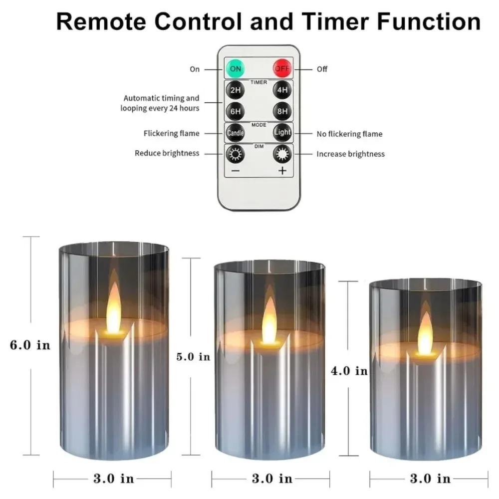 3 Stück Flackerfreie LED-Kerzen mit Fernbedienung, batteriebetrieben, Teelichter für Hochzeits-, Heim-, Partydekoration
