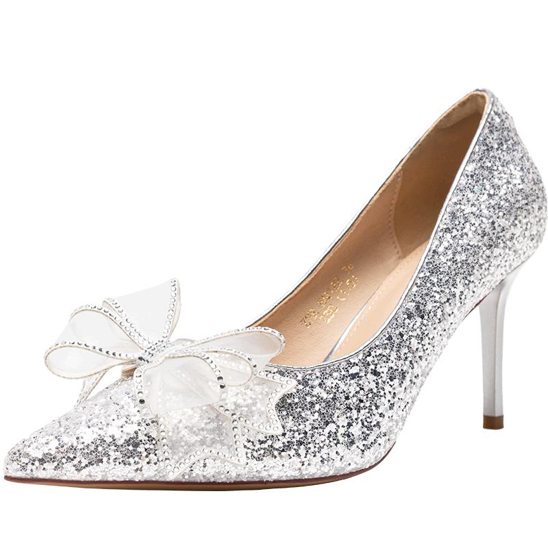 ZHR Elegant Crystal Pointed Toe Stiletto Heels 37