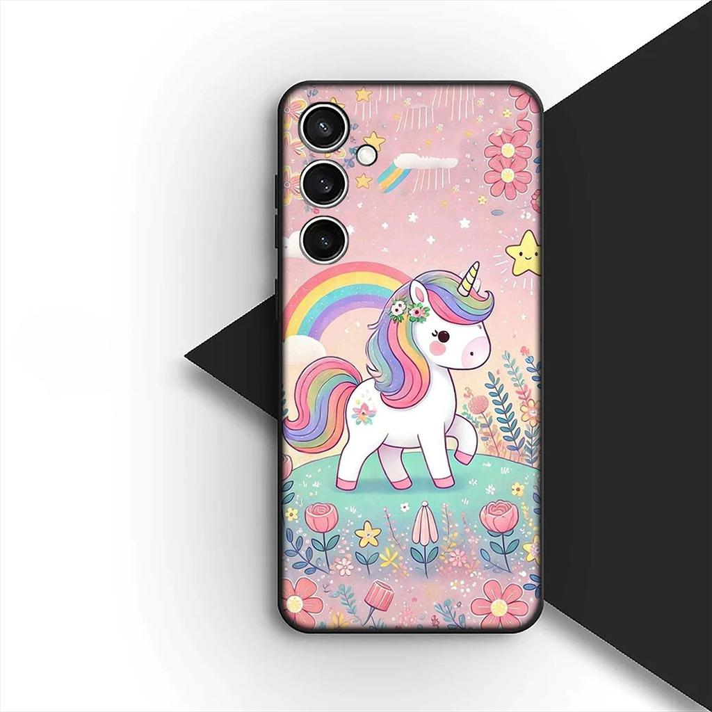 Cover for Samsung Galaxy S24 S25 S23 FE Ultra Plus S7 Edge S25+ S23+ A56 5G Casing Silicone Phone Case Unicorn Horse Wallpaper