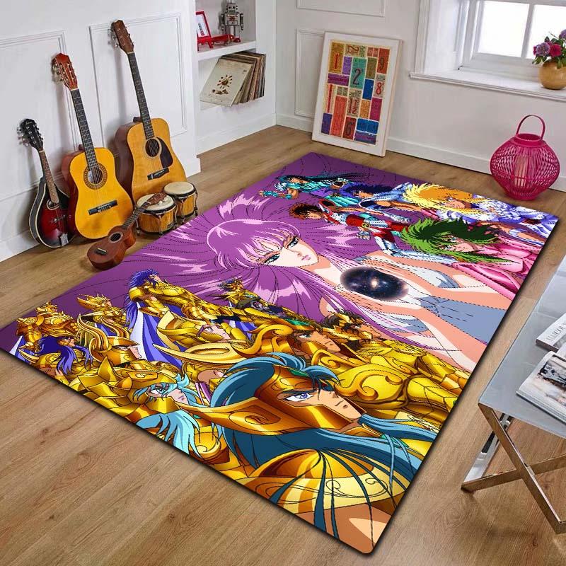 Retro Saint Seiya Anime Cartoon Tappeto Tappeto per la casa Soggiorno Camera da letto Divano Zerbino Decor, area giochi per bambini Tappeto Tappetino antiscivolo