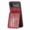 For Samsung Z Flip 4 5G Crocodile Leather Cell Phone Case for Samsung Galaxy Z Flip4 Flip 4 Zflip4 Card Pocket Wallet Bag