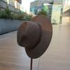 Korean Versatile Brown Mocha Belt Wide Brim Woolen Jazz Top Hat For Men And Women Autumn And Winter British Retro Felt