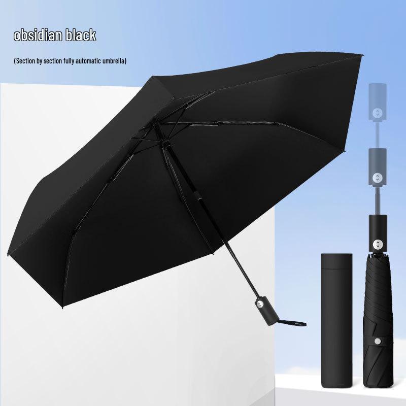 Ультралегкий автоматический складной зонт с защитой от солнца и черным клеевым покрытием