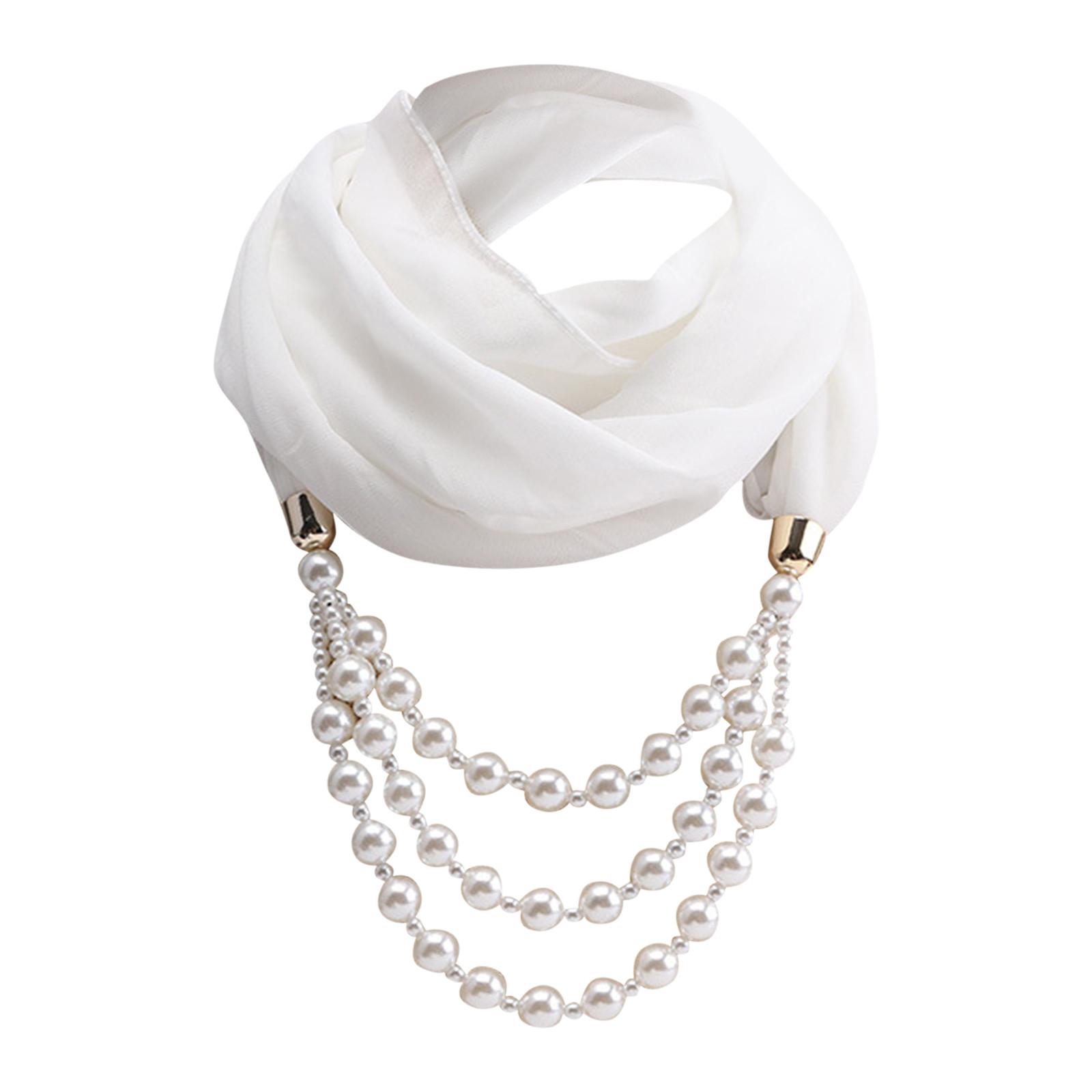 

Великолепные бусины, шарф с круглым кольцом, женские аксессуары для шарфов, ожерелье, этнический шарф One Size белый