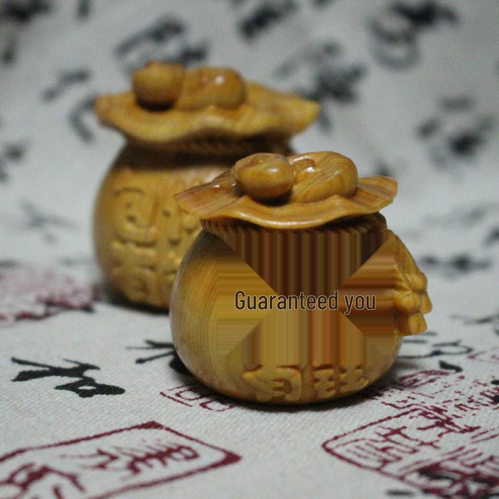 Hand-Carved Solid Wood Wealth-Attracting Money Bag Ornament