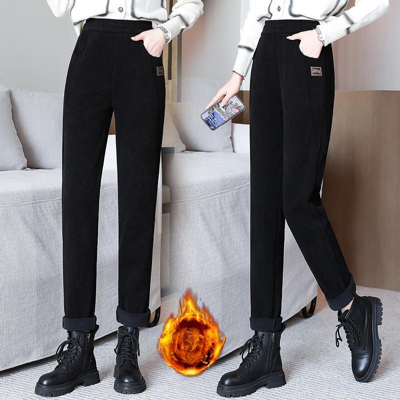 Autumn and Winter Fashion Straight-leg Pants Plus Velvet Thick Casual Pants Women's Loose Harem Pants