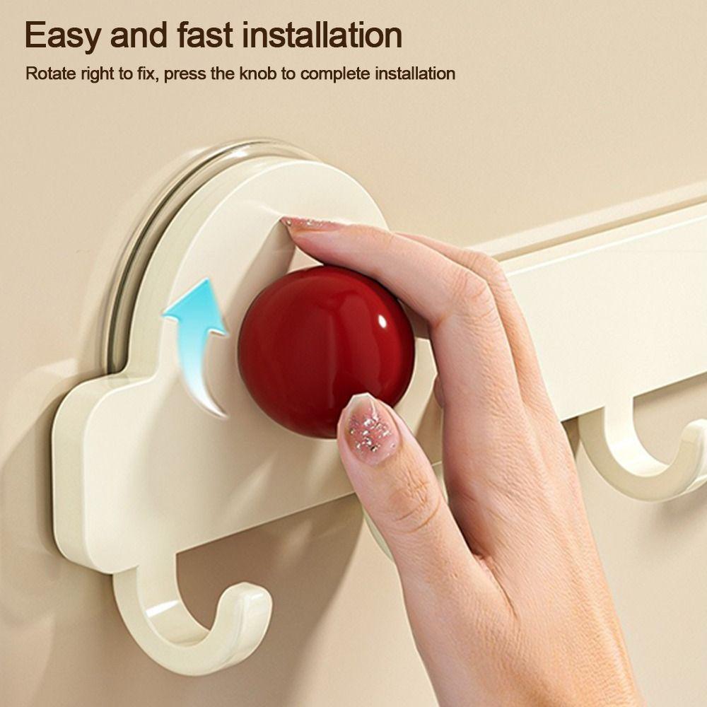 Plastic Bathroom Towel Holder Single Row Suction Cup Clothes Hanger Hook Simply Storage Convenient Coat Rack
