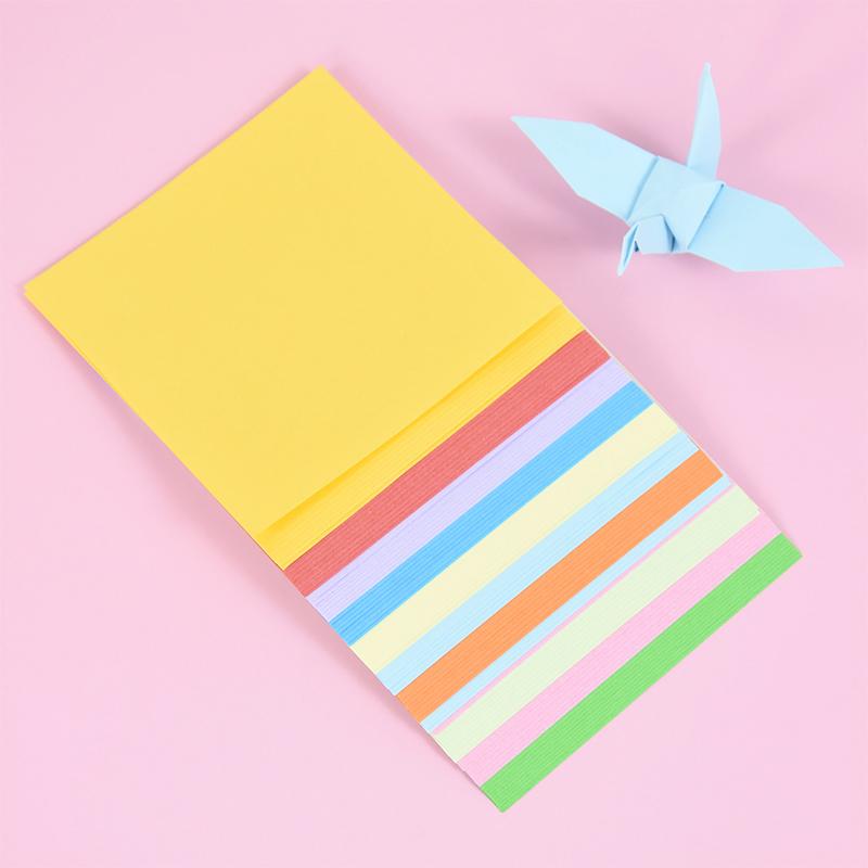 100pcs Square Origami Paper Double Sides Solid Color Folding Lucky Wish Paper Crane DIY Craft Colorful Scrapbooking
