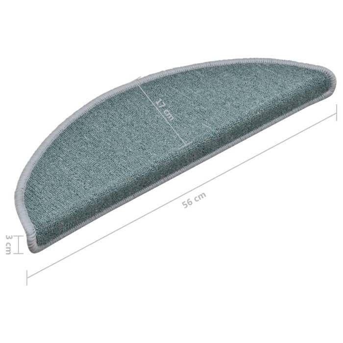VidaXL Tapis d'escalier 15 pièces 56 x 17 x 3 cm Bleu mer Demi-rond 322362