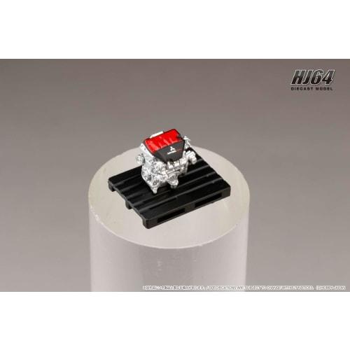 HJ64 1/64 Mitsubishi Lancer Evolution X FINAL EDITION with Engine Display Model, Red Metallic, Finished Product