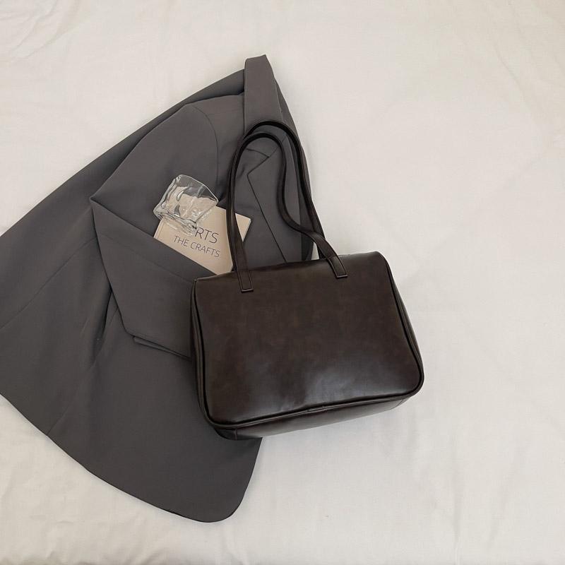 Commuter Vintage Underarm Bag Women's Bow Double Pocket Tote Bag Large Capacity Shoulder Bag
