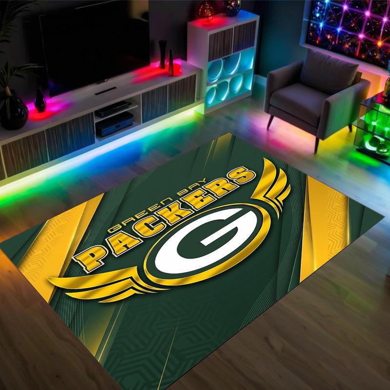 Tappeto in Velluto Cristallo Design Green Bay Packers Accogliente Non?Tappeto Stampato Antiscivolo per Camera da Letto Soggiorno Ingresso