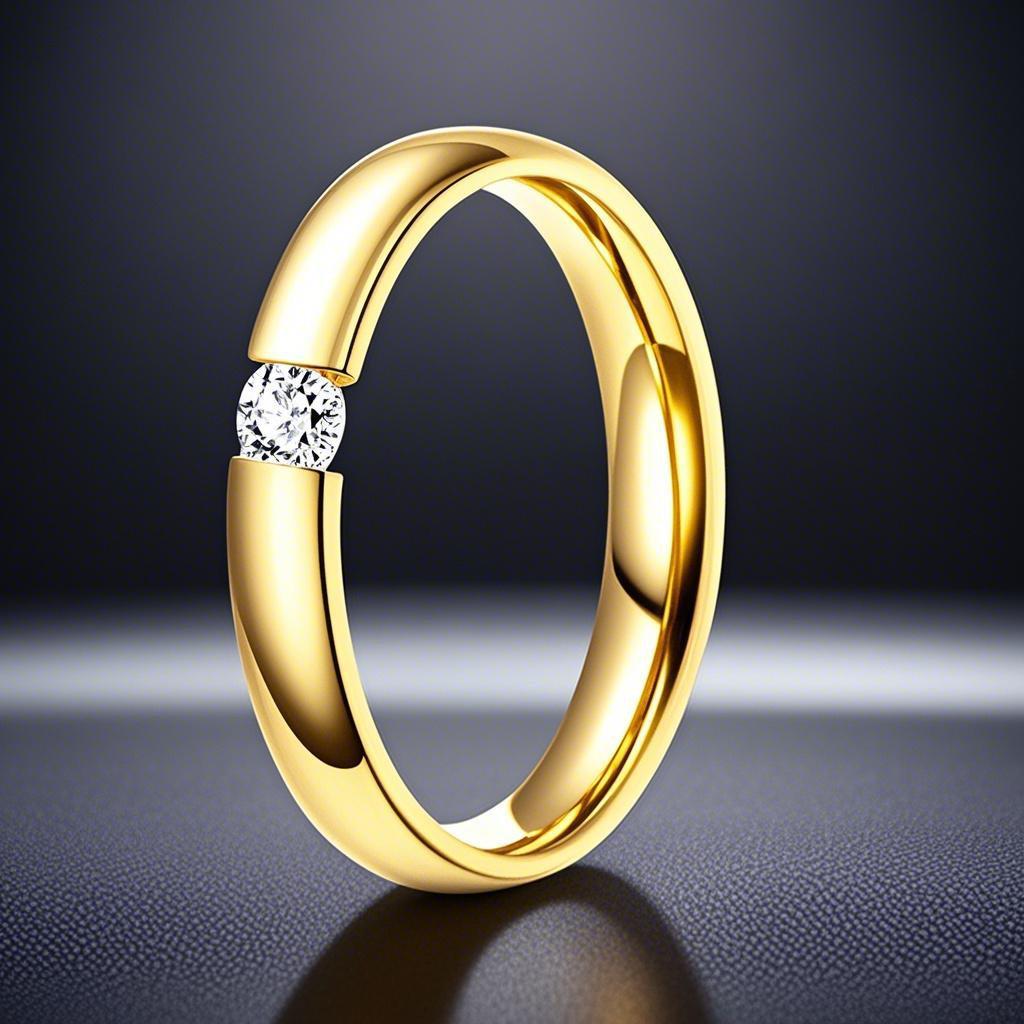 Damesring i rustfritt stål, Luksuriøs stil med diamant og zirkon, Ikke-falmende titansmykker.