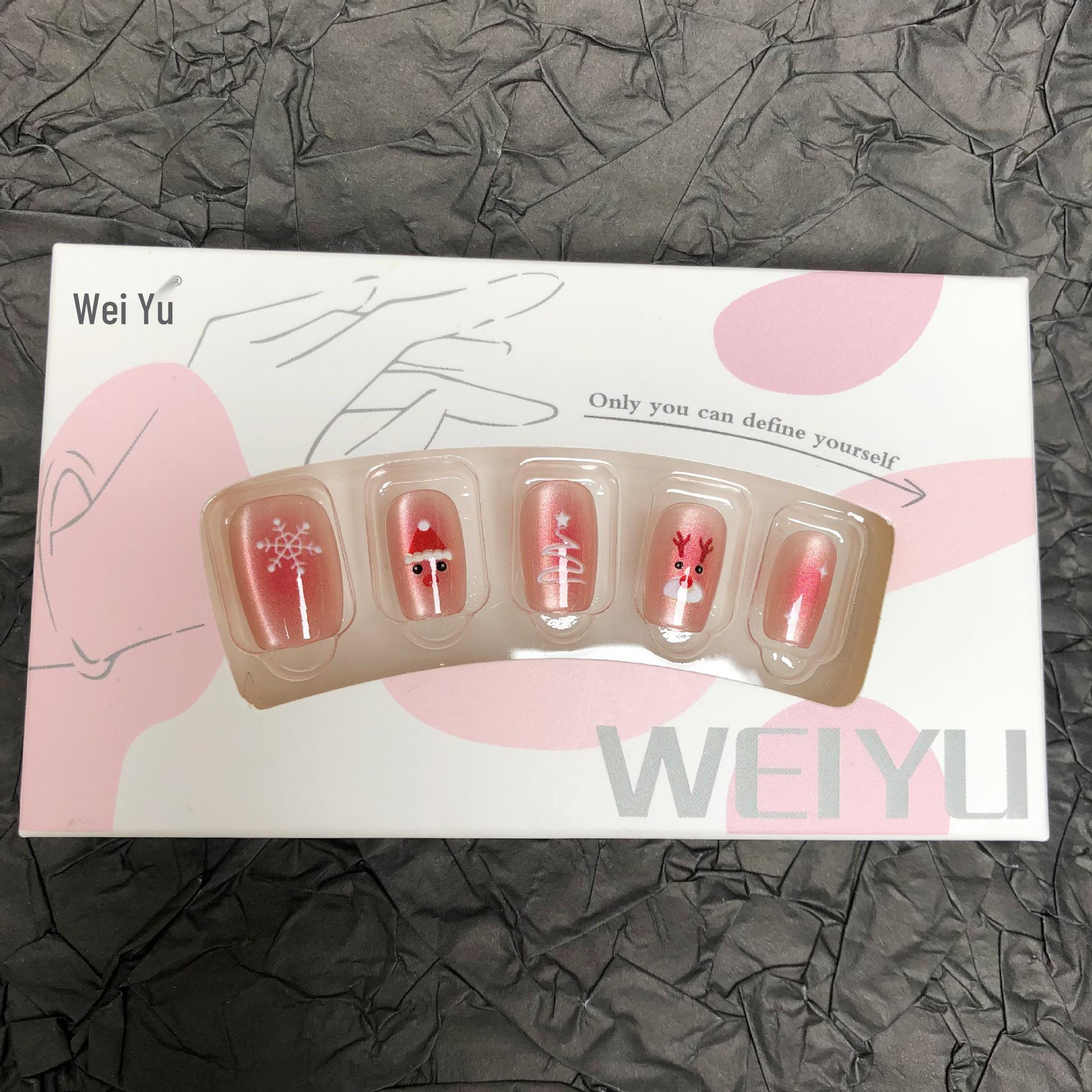 

Праздничные рождественские накладные ногти: Снежинка, Олень, Елка, Клетчатый узор, Дизайн снеговика в красном и зеленом