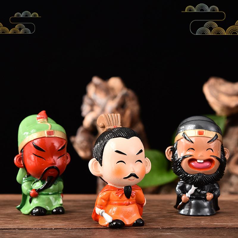 Three Kingdoms Figures Figurines Cartoon Ceramic Handicraft Home Decoration Ornament Character Statue Model Desk Gift Souvenir