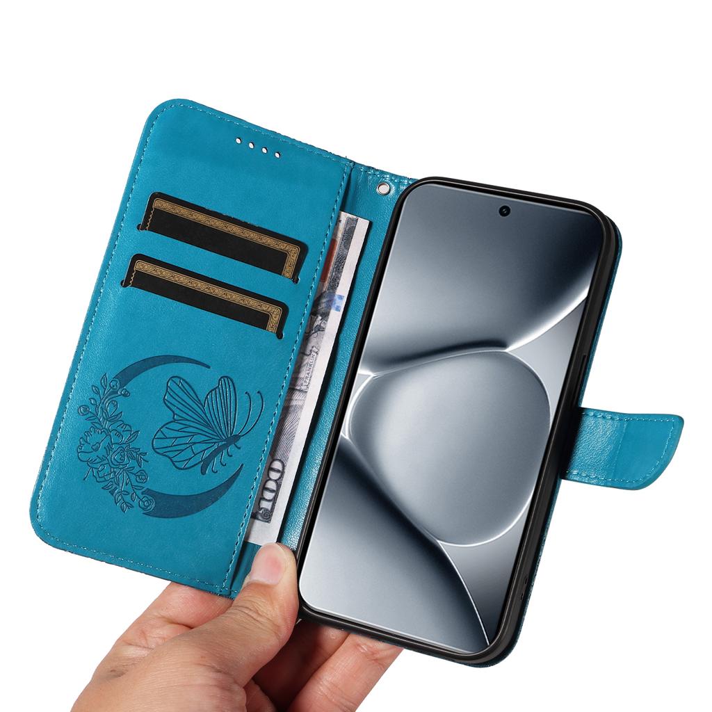 For Xiaomi Poco M8 Pro 5G/Redmi Note 15 Pro+ 5G (Global) Case Butterfly Pattern PU Leather Folio Flip Phone Cover -  Blue