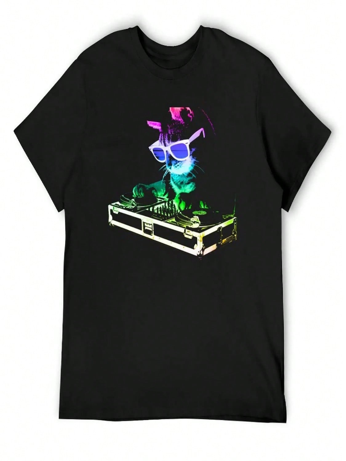 HOUSE CAT (Rainbow DJ Kitty) T-Shirt Sweat Blanks unisexs Big And Tall T Shirts S разноцветный