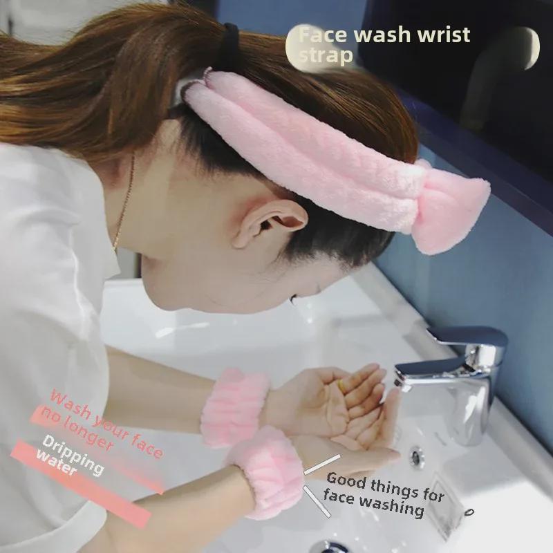 Coral Fleece Bowknot Hairband & Wristband Set for Women