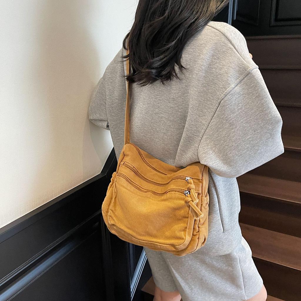Casual big bag women's new literary and artistic style canvas shoulder bag class commuter messenger tote bag