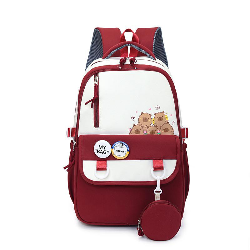 Capybara Cartoon Backpack With Breathable Nylon Material For School Kids