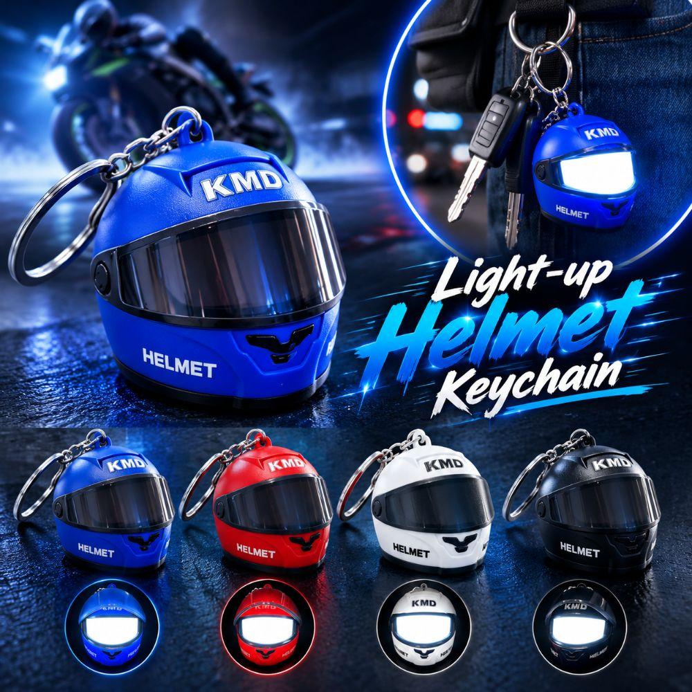 Realistic Light-up Helmet Keychain Cool Helmet Bag Charm  Key/Backpack Decor