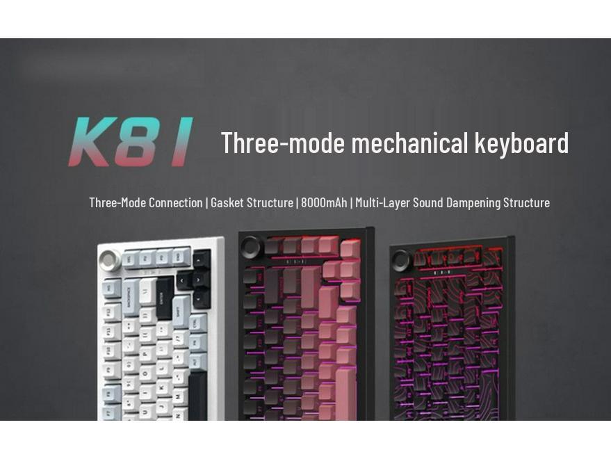 Customized K81 Three-Mode Color-Blocked Wired Gaming Mechanical Keyboard with Side-Engraved Keys