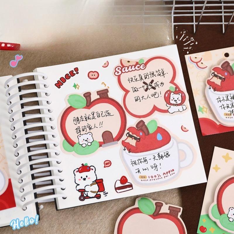 Apple Sticky Note Cute Creative Message Office School Supplies Memo Pad N Times Reminder Sticker Kawaii Stationery Gift Lovely