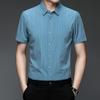 Summer Bamboo Fiber Short-sleeved Shirt Men's Business Casual Vertical Striped Ice Silk Half-sleeved Shirt Men's Clothing