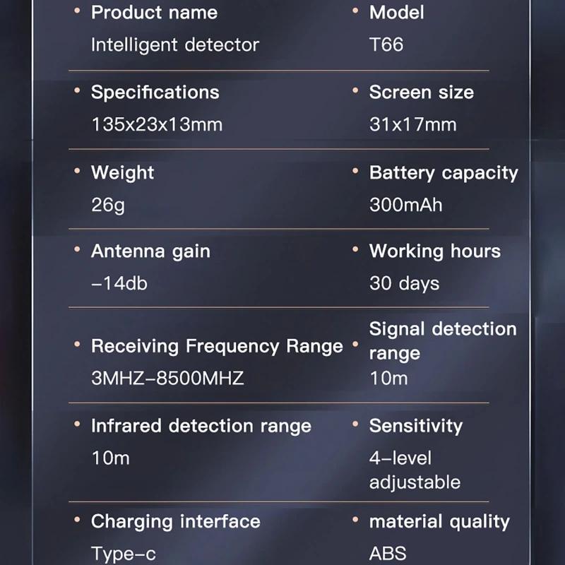 Ukryty Detektor Kamery Anty-Szpiegowski Sneak Samochodowy GPS Tracker Podsłuch Urządzenie Podsłuchowe Bezprzewodowy Skaner Sygnału Gadżet Ochrona Bezpieczeństwa