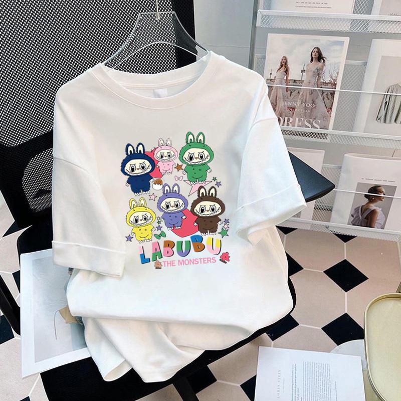 Local Brand Cotton Loose Short Sleeve T-shirts Women Printed Graphic Big Oversize Neck Round Tees