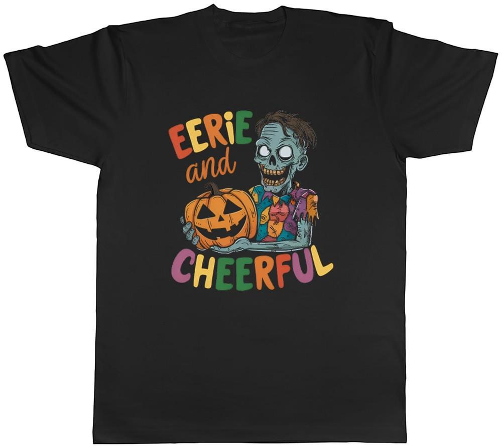 

Eerie and Cheerful Halloween Costume Mens T-Shirt Zombie Pumpkin Tee Gift XL