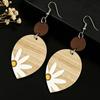 Bohemian Sunflower Sequin Patchwork Wooden Earrings