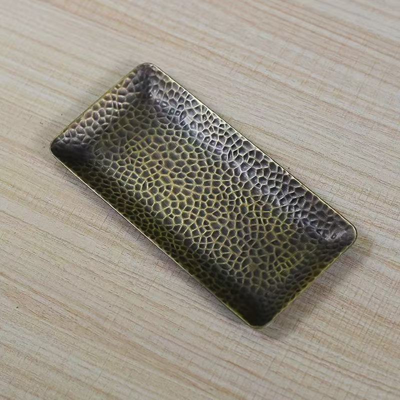 Rectangle Shape Copper Fruit Tray,Retro Engraving Hammer Texture Household Food Plate,Snack Plate Table Wedding Decoration