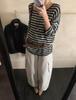 Vintage Striped Hollow-Out Long Sleeve Knitwear for Women - 2025 Autumn Loose Lazy Style Trendy Top