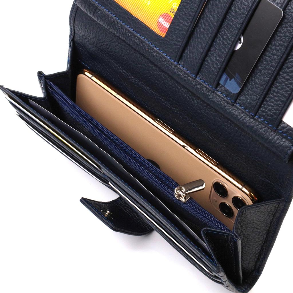 Vertical Fashionable Men's Wallet Made of Genuine Leather Flotar CANPELLINI 21841 Blue