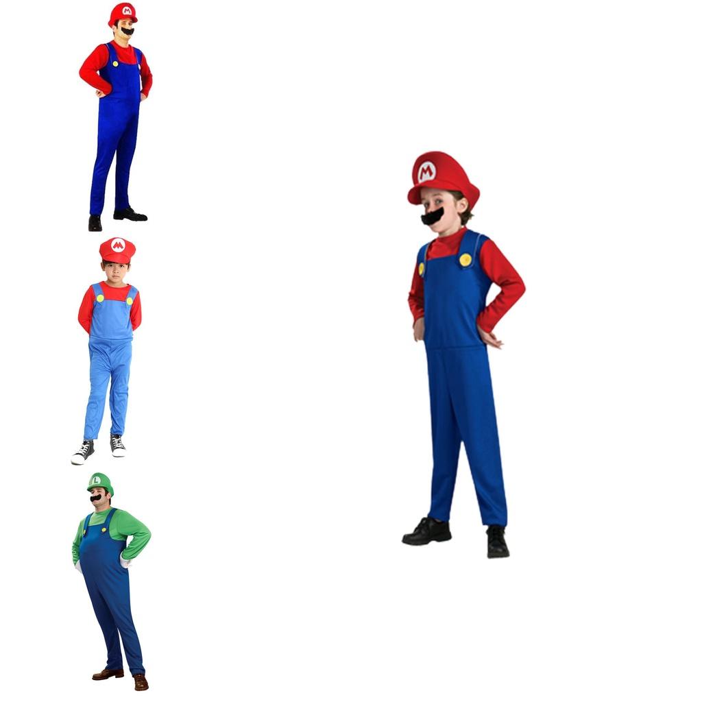 Super Mario Bros Luigi Idraulico Operaio Costume Unisex Materiale Comodo Traspirante Perfetto Per Eventi Cosplay