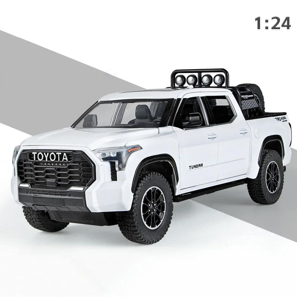 1:24 Toyatas Tundra Alloy Car Model Metal Diecast Toy Vehicle Pull Back Sound And Light Simulation Cars Toys For Kid Boys Gift