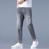 New Spring and Summer Men's Pants Slim Fit Ripped Thin Small Feet Pants Korean Version