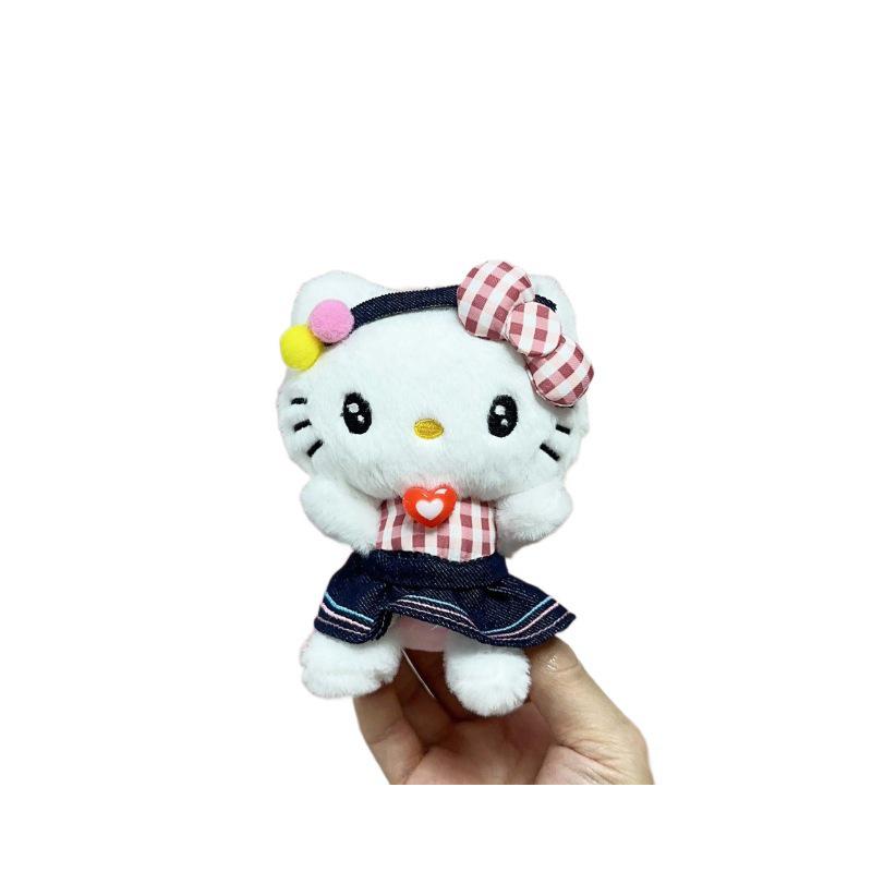 Heisei Series Collab: KT Plaid Skirt Cat Plush with Denim Pendant - Girly Birthday Gift