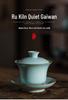 Ru Kiln Gaiwan Tea Set: Handmade Jingdezhen Kung Fu Ceramic with Three Talents Tea Cups in Retro Porcelain Gift Box