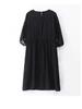 Summer Plus-Size Chiffon Puff Sleeve Lace Dress - High-End 2025 Collection
