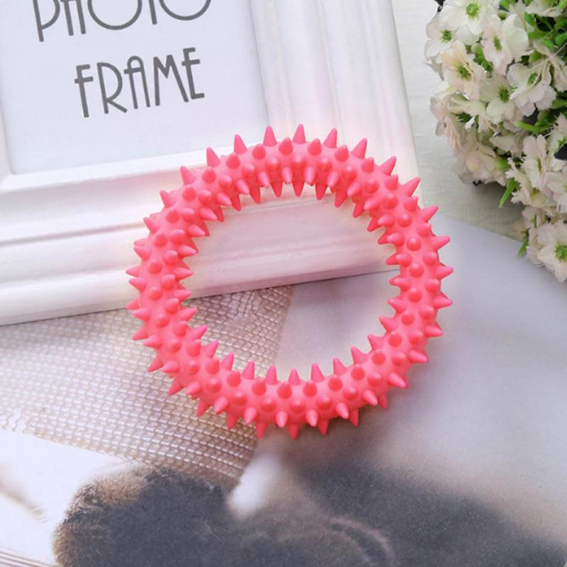 Tpr Rubber Thorn Ring Circle Bite-resistant Tooth Cleaning Molar Toys For Cats Dogs (random Colors)