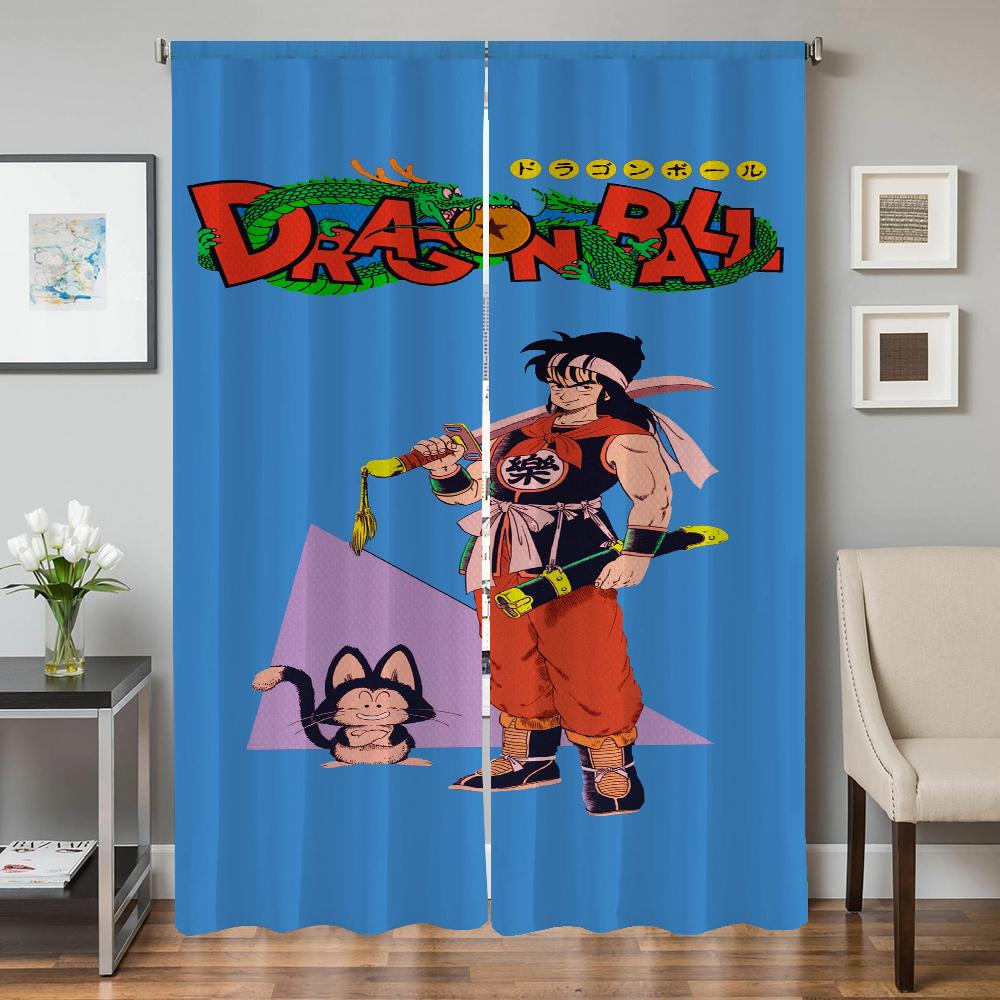 Zasłony okienne kuchenne do salonu 2 sztuki Zasłony zaciemniające Zasłona drzwiowa D-dragon ball-l Przegroda Dekoracja sypialni