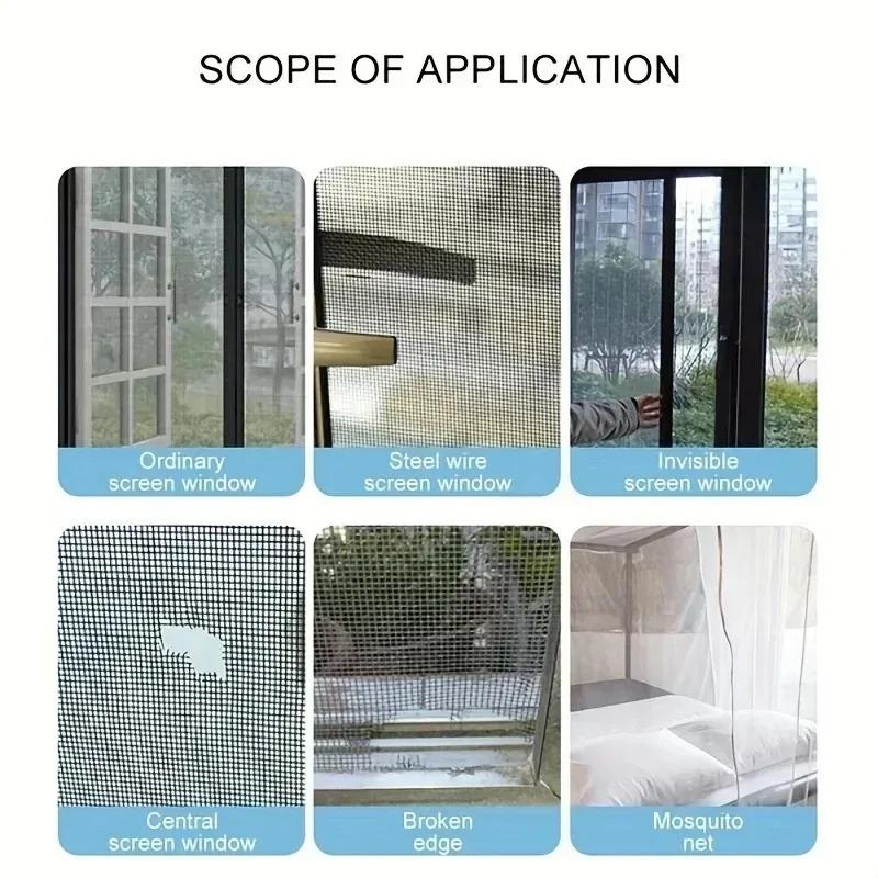 Window Mosquito Net Repair Tape Self-Adhesive Window Screen Repair Patch Strong Anti-Insect Fly Mesh Broken Holes Repair Tape